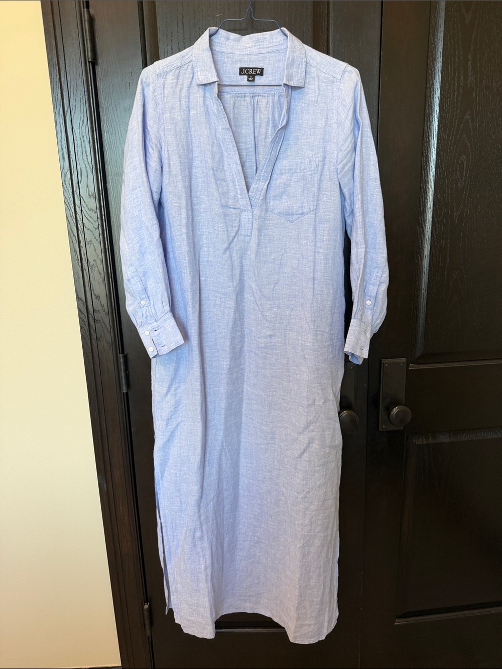 J. Crew Light Blue Linen Maxi Shirt Dress. Size Medium.